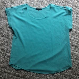 Turquoise Short sleeve Blouse with gold buttons